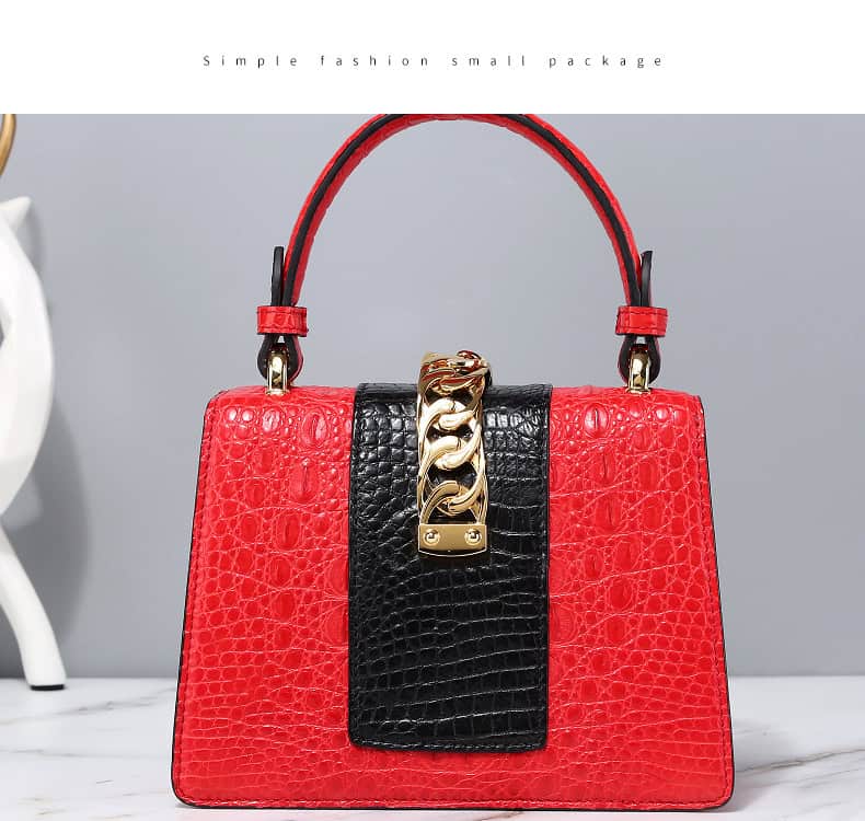 Women's crocodile-effect leather handbag, tote style, versatile G070 demo 08