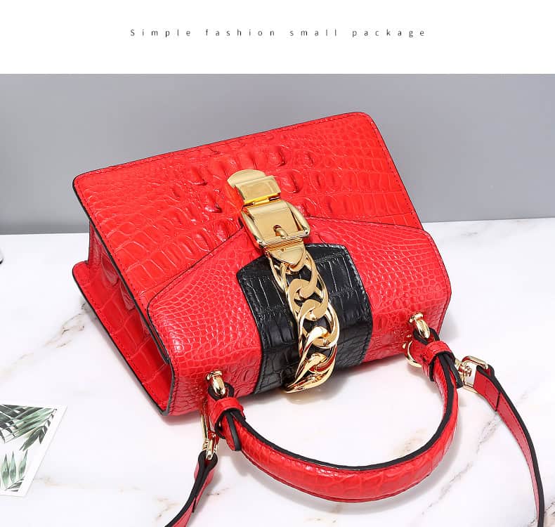Women's crocodile-effect leather handbag, tote style, versatile G070 demo 09