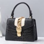 Sac à main cuir femme style crocodile polyvalent G070-2 noir