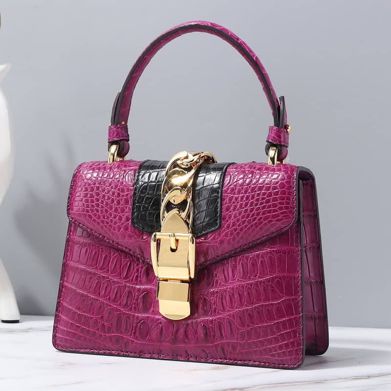 Sac à main cuir femme style crocodile polyvalent G070-2 violet