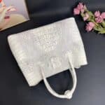 Sac à main femme cuir véritable de crocodile, blanc himalayen 8988 demo 003