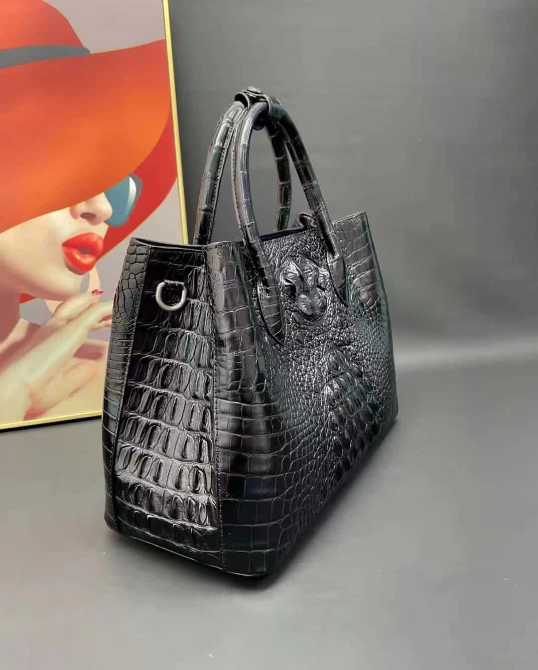 Women's genuine crocodile leather handbag, Himalayan white 8988 demo 004