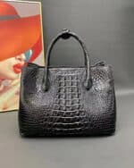 Sac à main femme cuir véritable de crocodile, blanc himalayen 8988 demo 005
