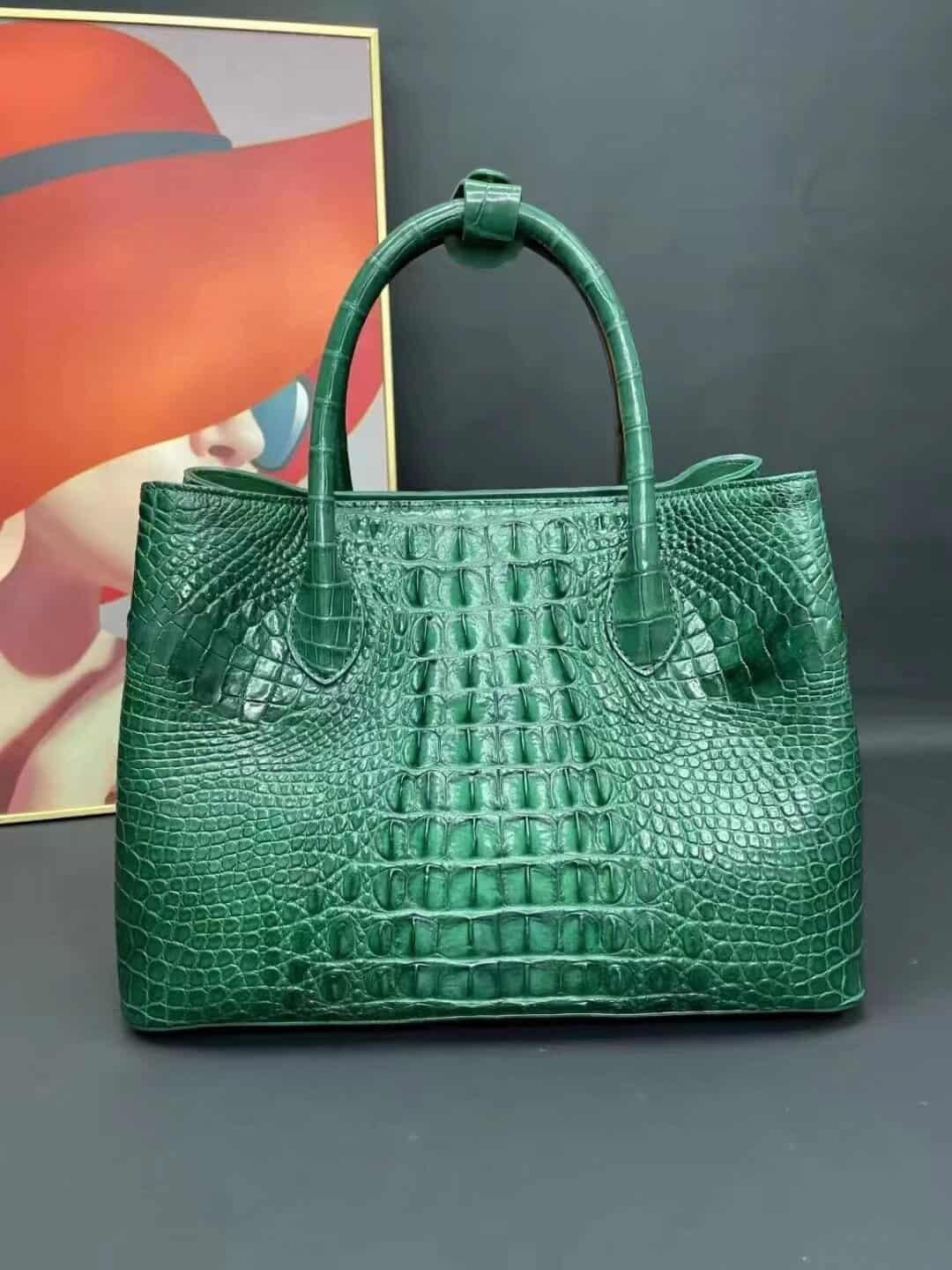 Women's genuine crocodile leather handbag, Himalayan white 8988 demo 007