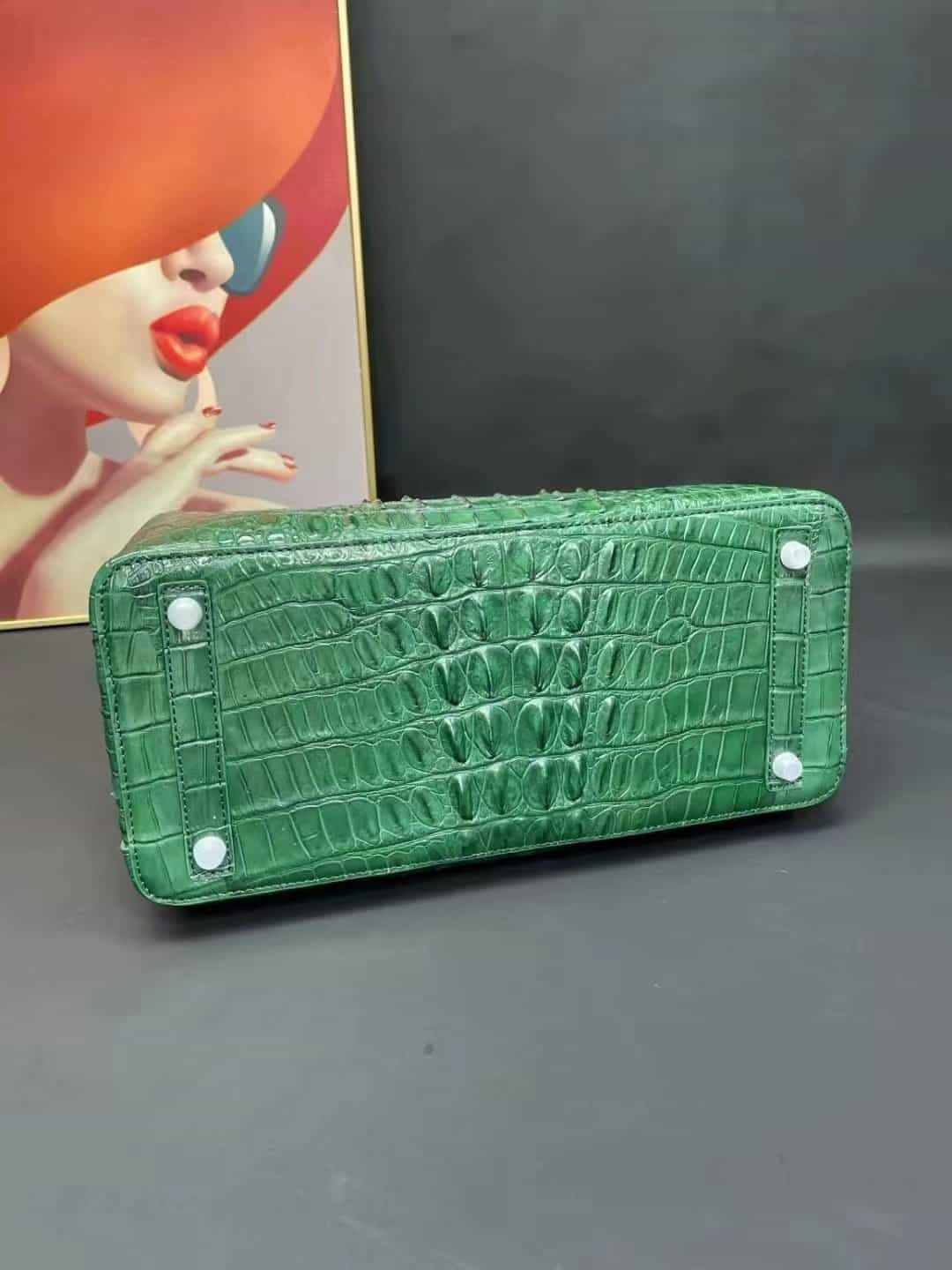 Women's genuine crocodile leather handbag, Himalayan white 8988 demo 008