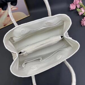 Sac à main femme cuir véritable, motif crocodile, blanc himalayen 8988 interieur