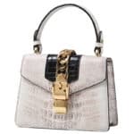 Sac en crocodile, blanc de l'Himalaya, bicolore G070-1-1
