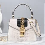 Sac en crocodile, blanc de l'Himalaya, bicolore G070-1-3