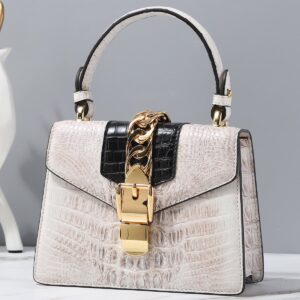 Sac en crocodile, blanc de l'Himalaya, bicolore G070-1