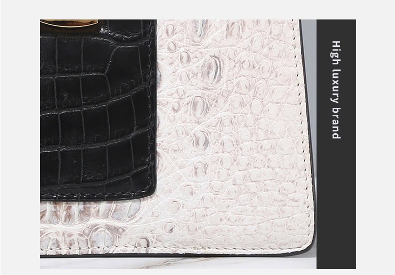 Crocodile skin leather bag, Himalayan white, two-tone G070-1demo show 03