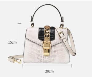 Sac en crocodile, blanc de l'Himalaya, bicolore G070-1demo show 04