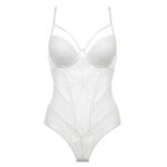 Body sexy en dentelle transparente style français L21838-BLANC