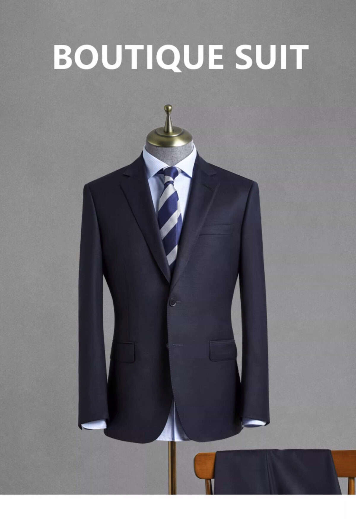 Men's Wool Suit, Casual Navy Blue XTA612 Demo 02