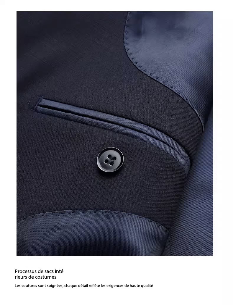 Men's Wool Suit, Casual Navy Blue XTA612 Demo 07