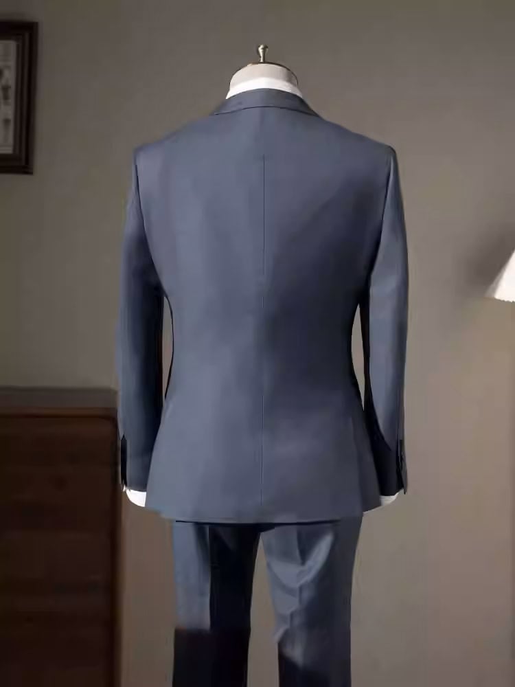 Costume trois pièces homme 100 % laine, bleu brumeux 20240228-02