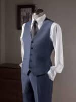 Costume trois pièces homme 100 % laine, bleu brumeux 20240228-03