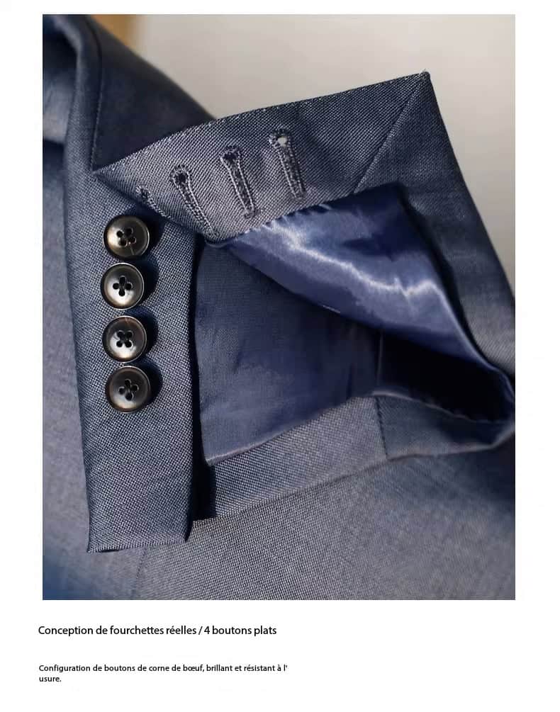 Costume trois pièces homme 100 % laine, bleu brumeux 20240228 Demo 011