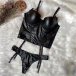 Ensemble sous-vêtements cuir, culotte gainante 6620-04