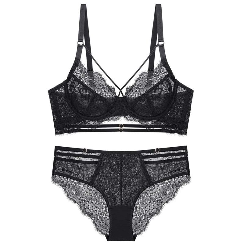Ensemble sous-vêtements femmes, soutien-gorge transparent ultra-fin en dentelle 20215-4