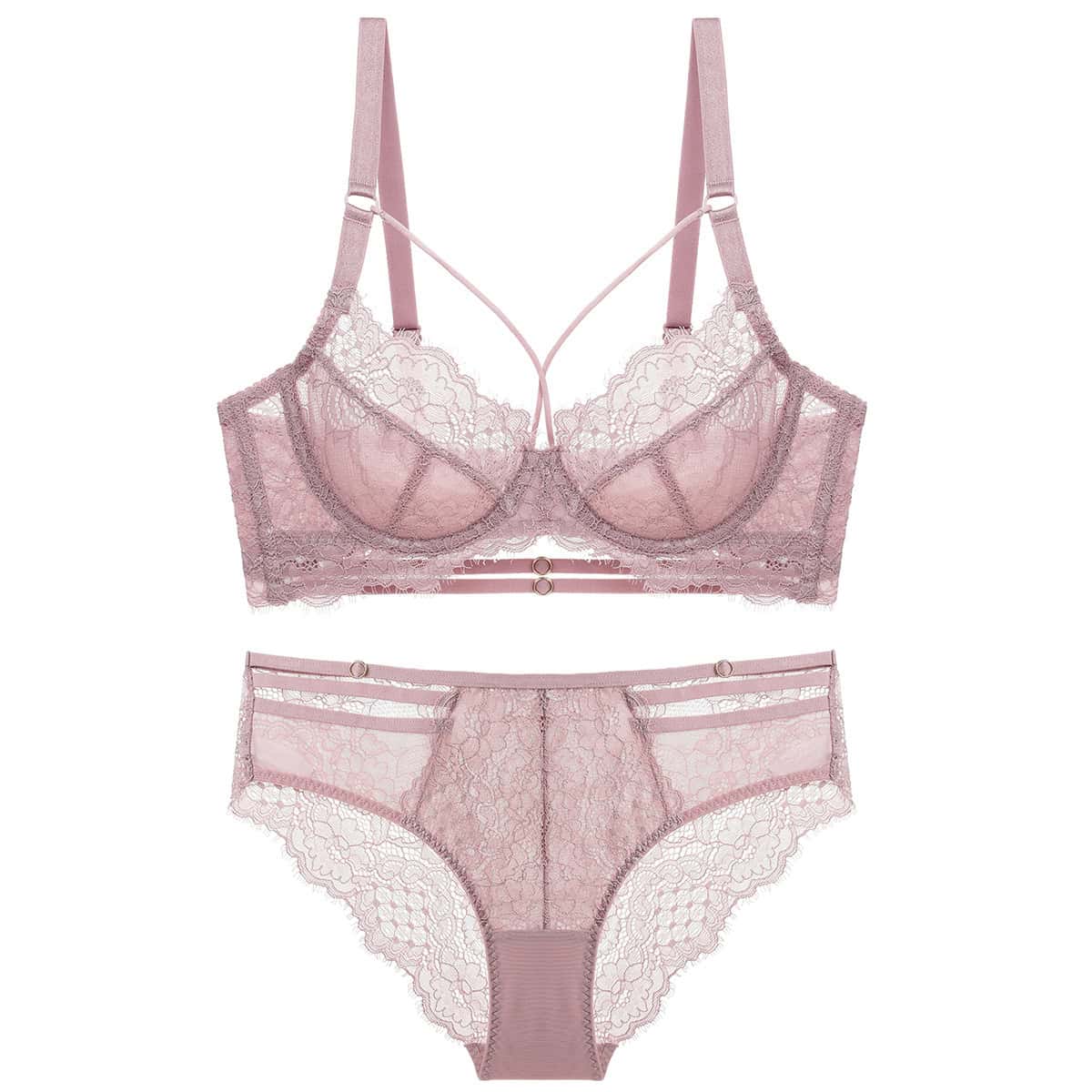 Ensemble sous-vêtements femmes, soutien-gorge transparent ultra-fin en dentelle 20215-6