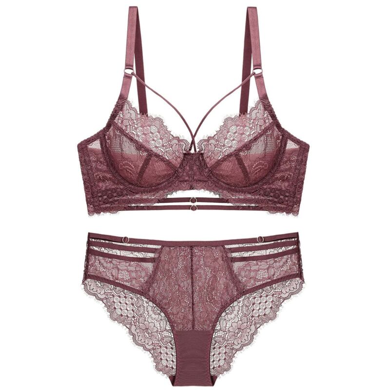 Ensemble sous-vêtements femmes, soutien-gorge transparent ultra-fin en dentelle 20215-7