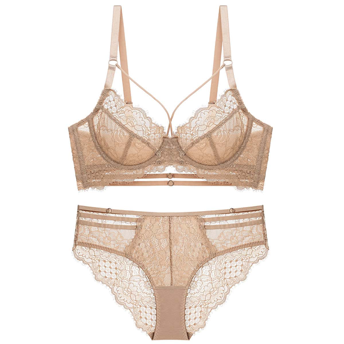 Ensemble sous-vêtements femmes, soutien-gorge transparent ultra-fin en dentelle 20215-8
