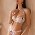 Ensemble soutien-gorge string en dentelle push-up à imprimé léopard EN003-01
