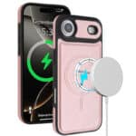 Chargeur sans fil pour iPhone 13, rose, accessoire de charge rapide.