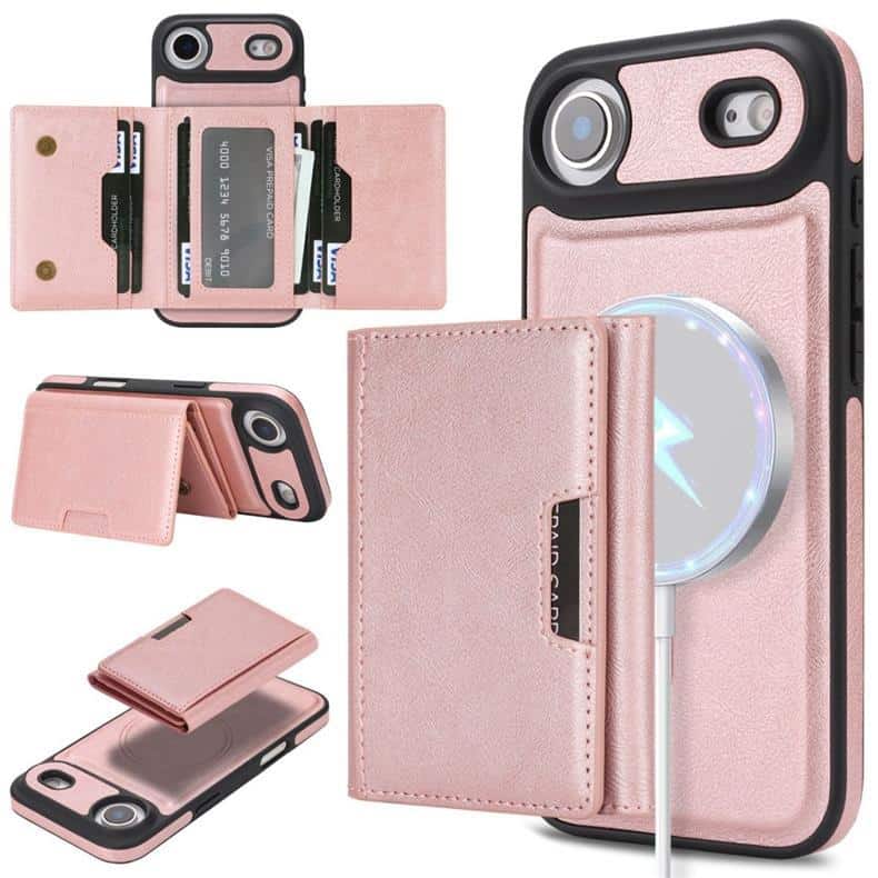 Iphone-17-case-with-card-holder-wallet-kku001-pink-set-demo