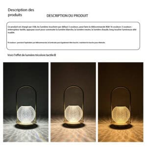 Lampe de table portable en métal, design créatif Portatif n° 5 -2