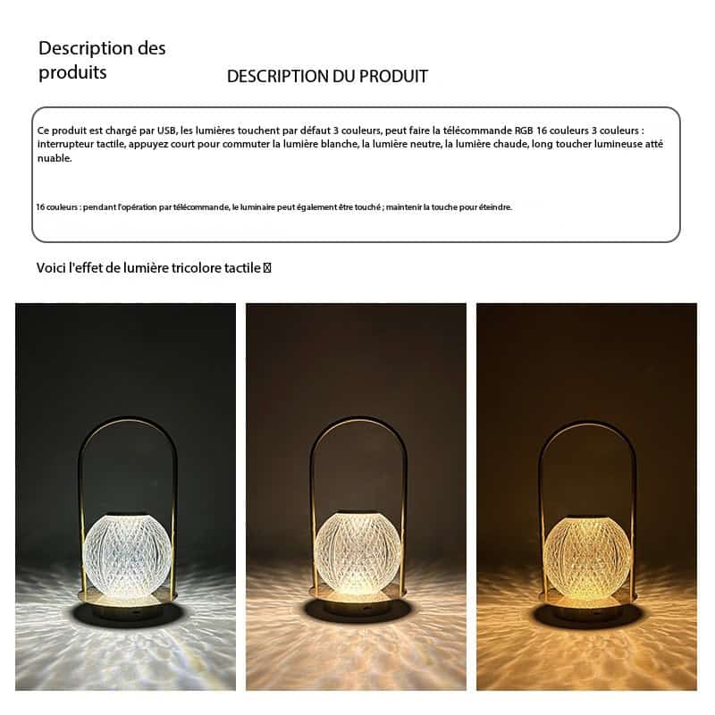 Lampe de table portable en métal, design créatif Portatif n° 5 -2