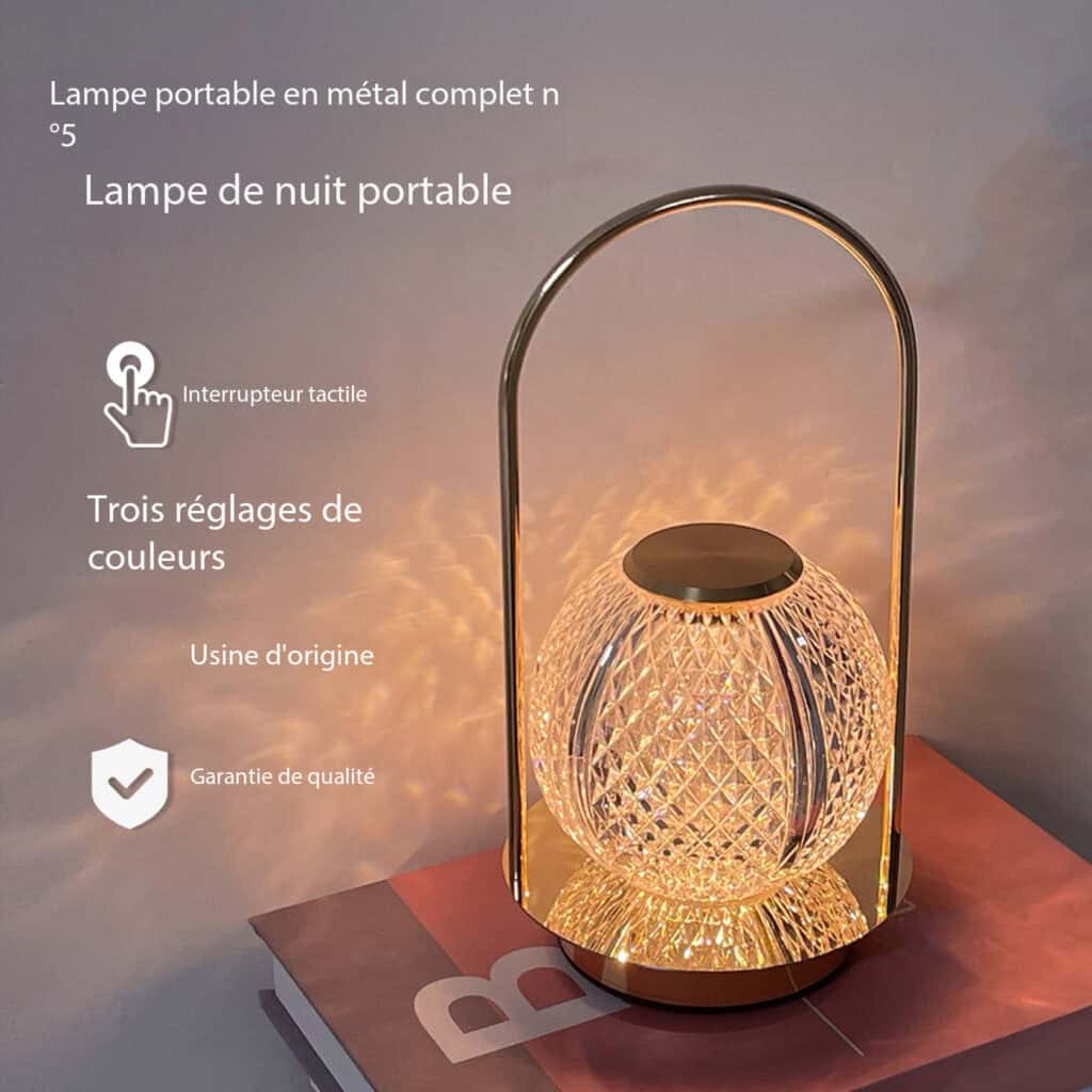 Lampe de table portable en métal, design créatif Portatif n° 5 -5