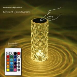 Lampe décorative LED rose cristal, rechargeable 20220307
