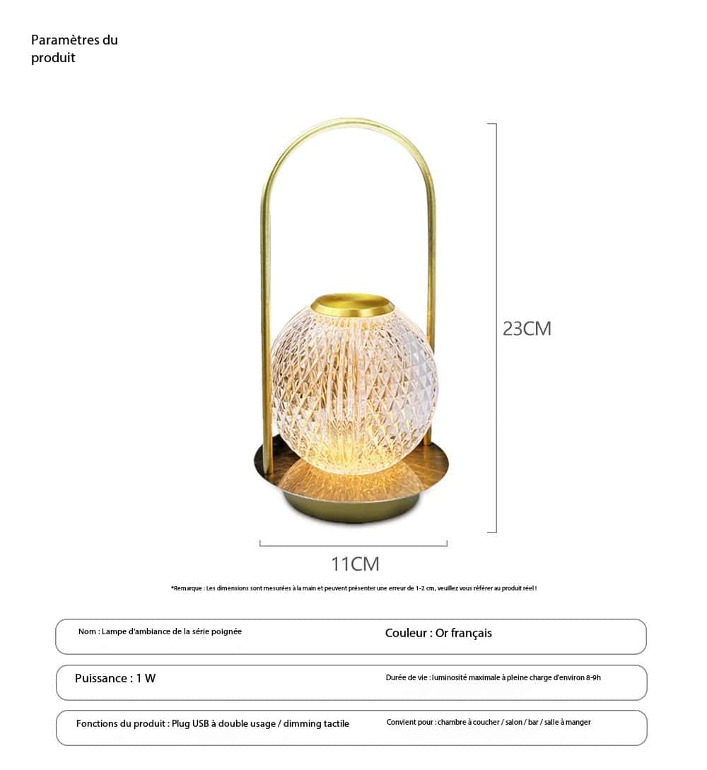 Lampe décorative de table portable en métal, design créatif Portatif n° 5 Demo 02