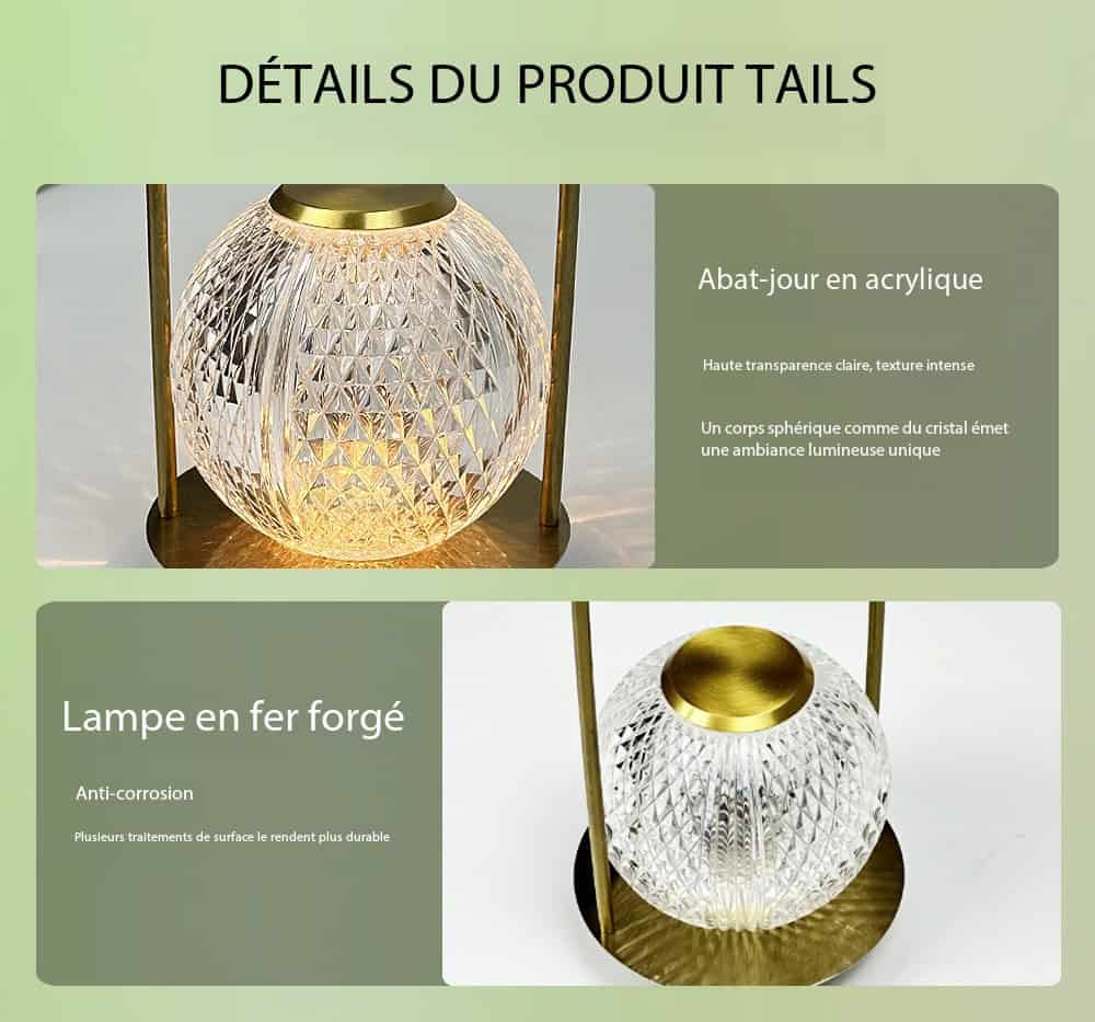 Lampe décorative de table portable en métal, design créatif Portatif n° 5 Demo 05