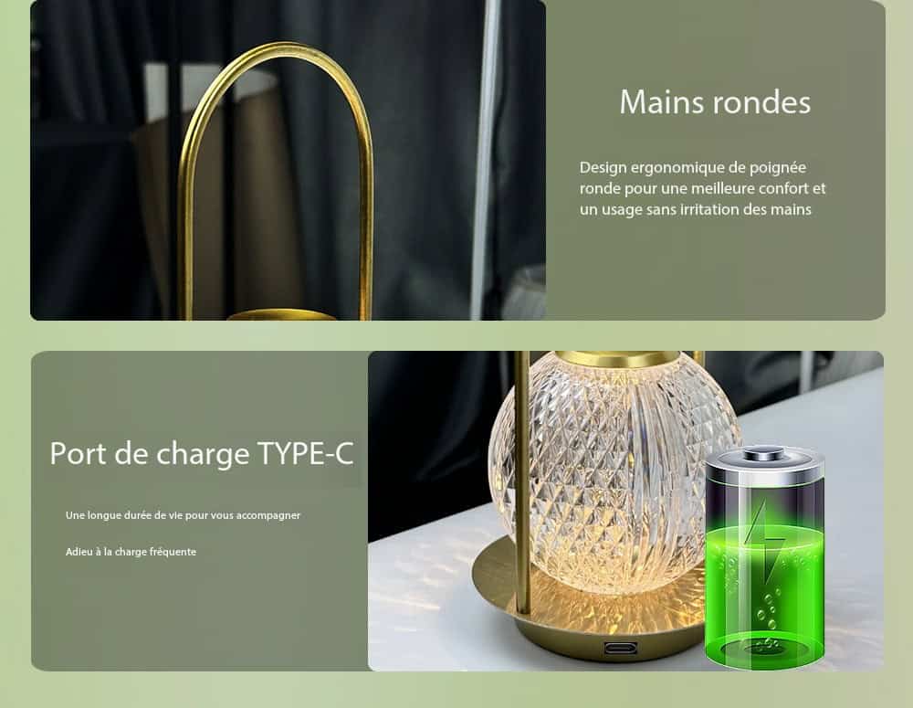 Lampe décorative de table portable en métal, design créatif Portatif n° 5 Demo 06