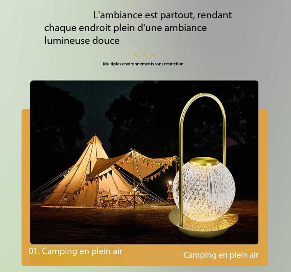 Lampe décorative de table portable en métal, design créatif Portatif n° 5 Demo 07