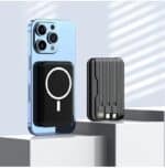 Puce de recharge sans fil pour iPhone 13 avec batterie externe, design moderne et pratique.