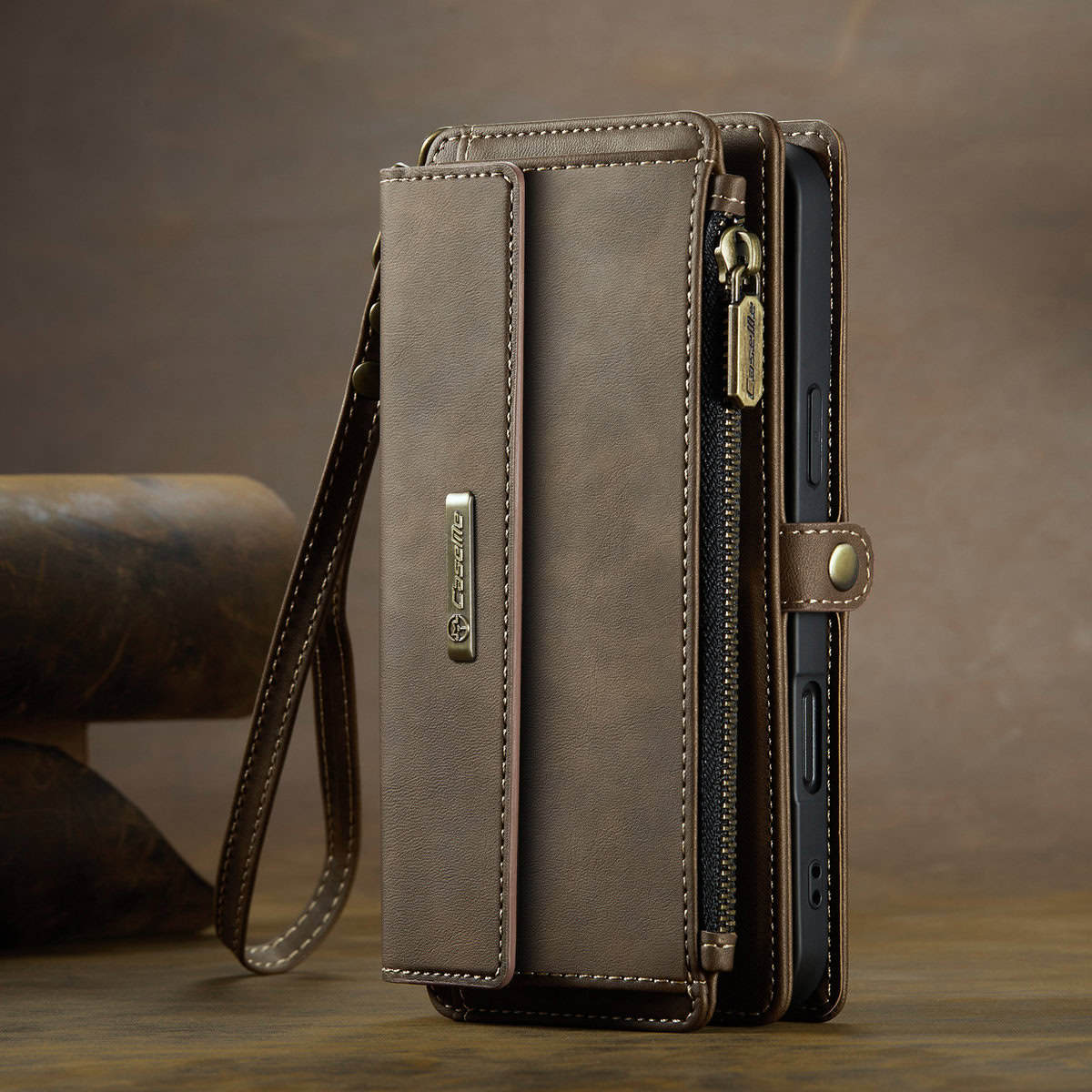 Phone-case-Iphone17-S25ultra-card-slot-multi-function-zipper-bag.-YUJ-003-demo-brown