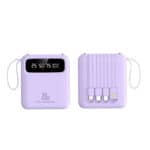 Chargeur portable multifonction violet avec écran LED et câbles intégrés - Weenka, accessoires connectés modernes.