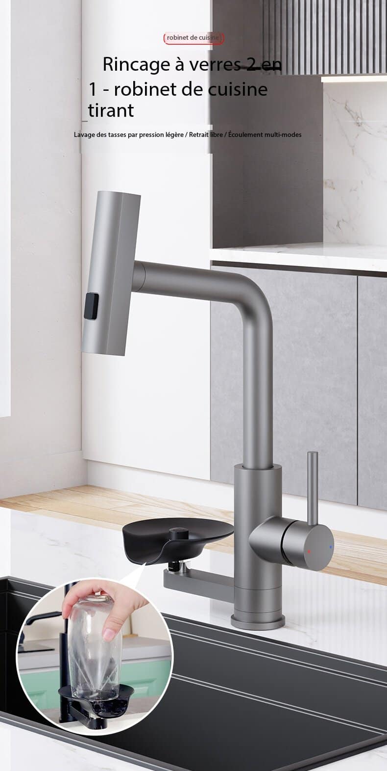 Robinet de cuisine Raindry en acier inoxydable 304 S3149-5 demo 01