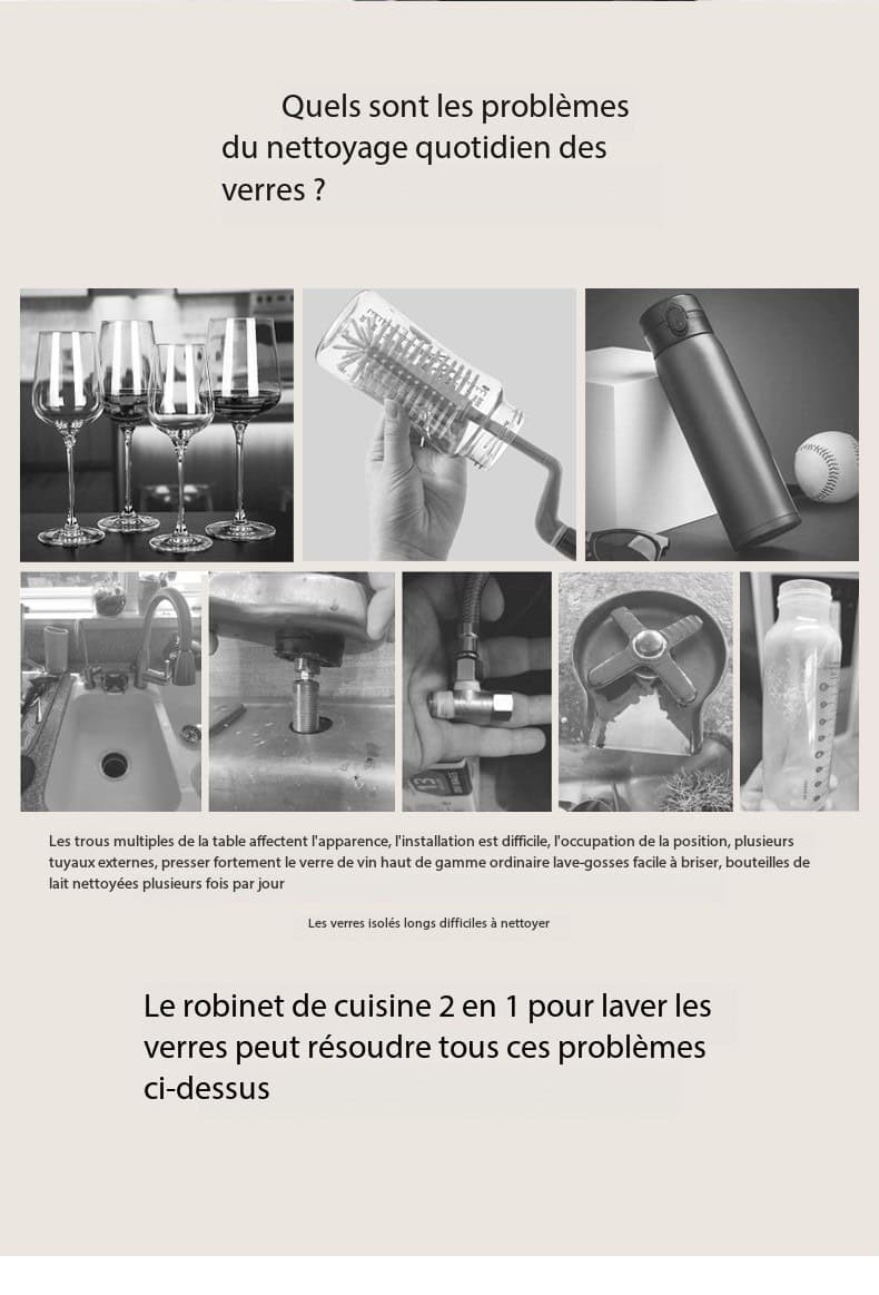 Robinet de cuisine Raindry en acier inoxydable 304 S3149-5 demo 02