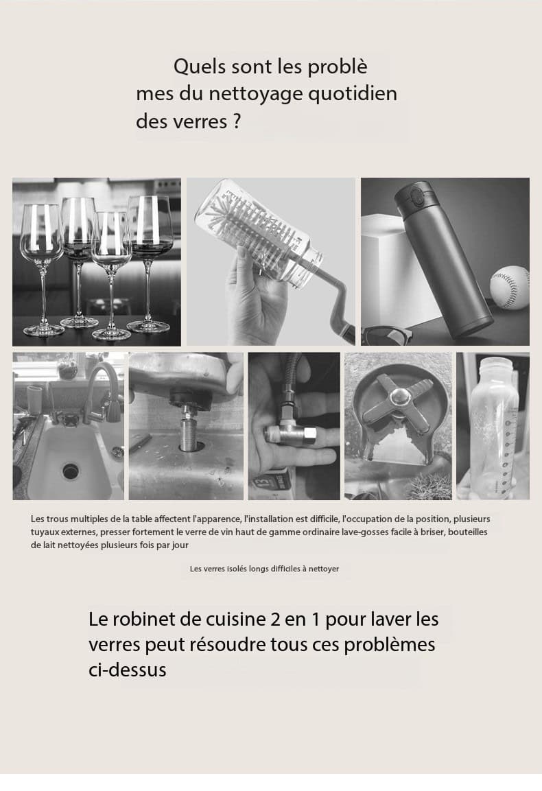 Robinet de cuisine, purificateur d'eau, lave-tasses S3049-J demo 02