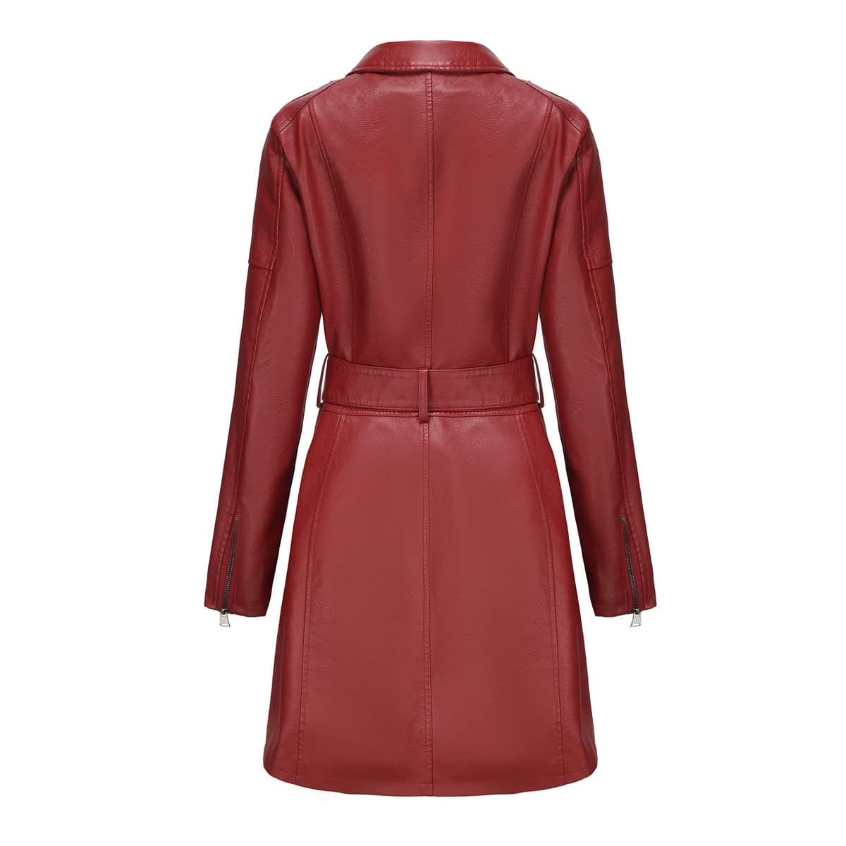 Manteau mi-long en cuir avec ceinture 6652 Demo 41
