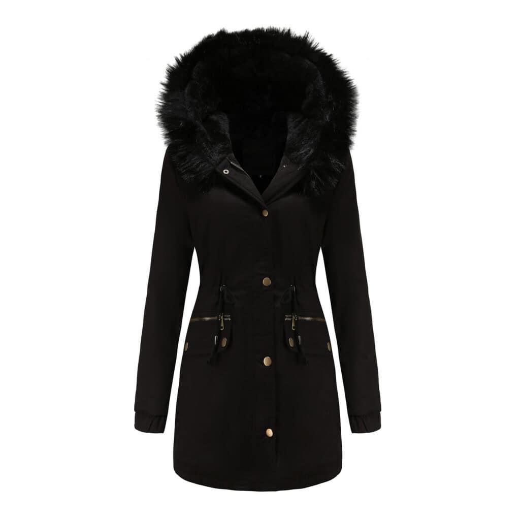 Parka femme automne hiver, doublé polaire, capuche D400-3