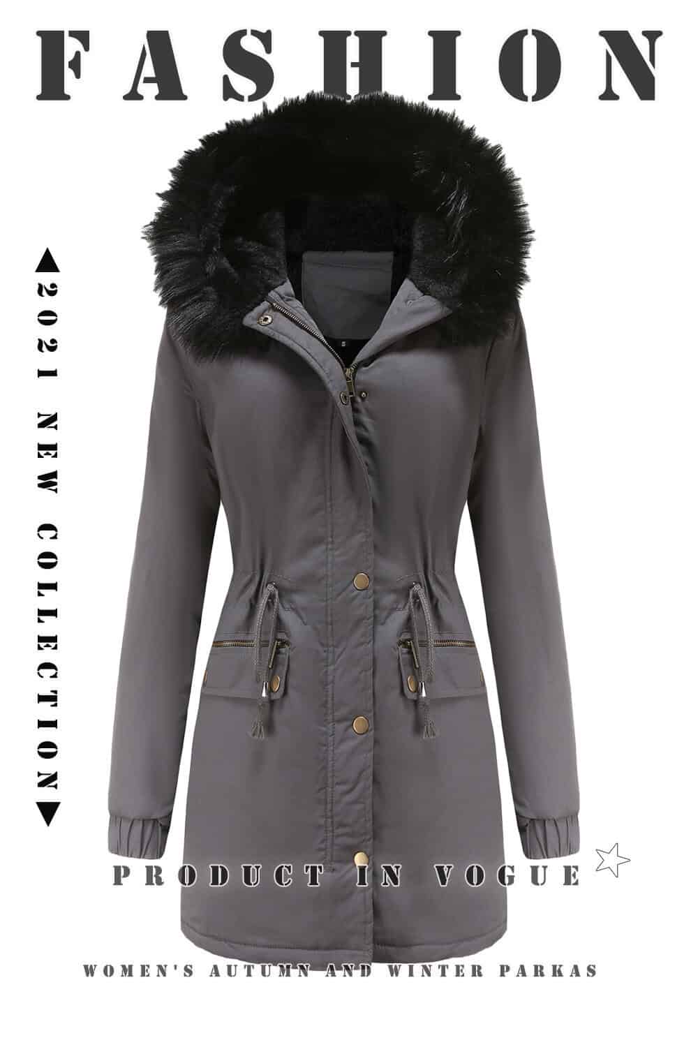 Parka femme automne hiver, doublé polaire, capuche D400 Demo 06