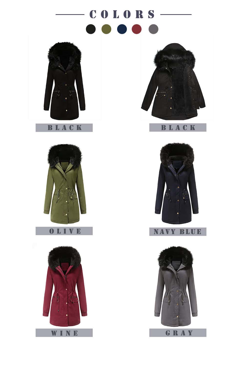 Parka femme automne hiver, doublé polaire, capuche D400 Demo 08