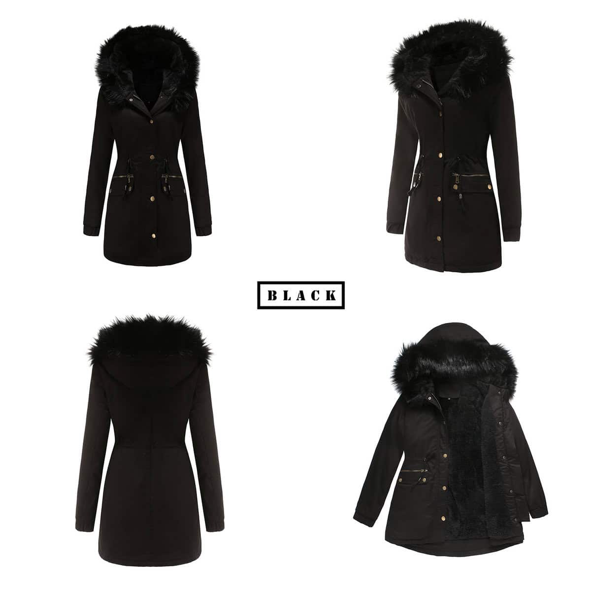 Parka femme automne hiver, doublé polaire, capuche D400 Demo 09
