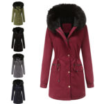 Parka femme automne hiver, doublé polaire, capuche D400 N002