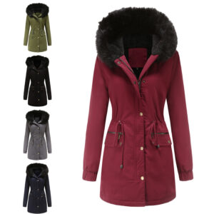 Parka femme automne hiver, doublé polaire, capuche D400 N002